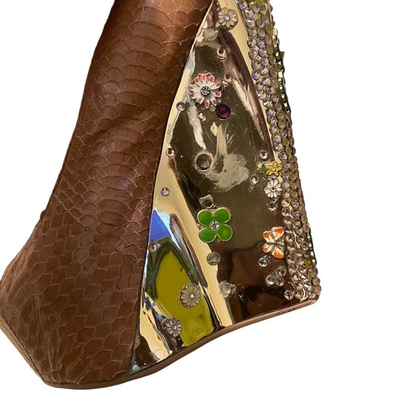 Ziginy Leather Wedges Muster Color Rock Floral Platform Bright Jeweled, Size 6 - Picture 10 of 16